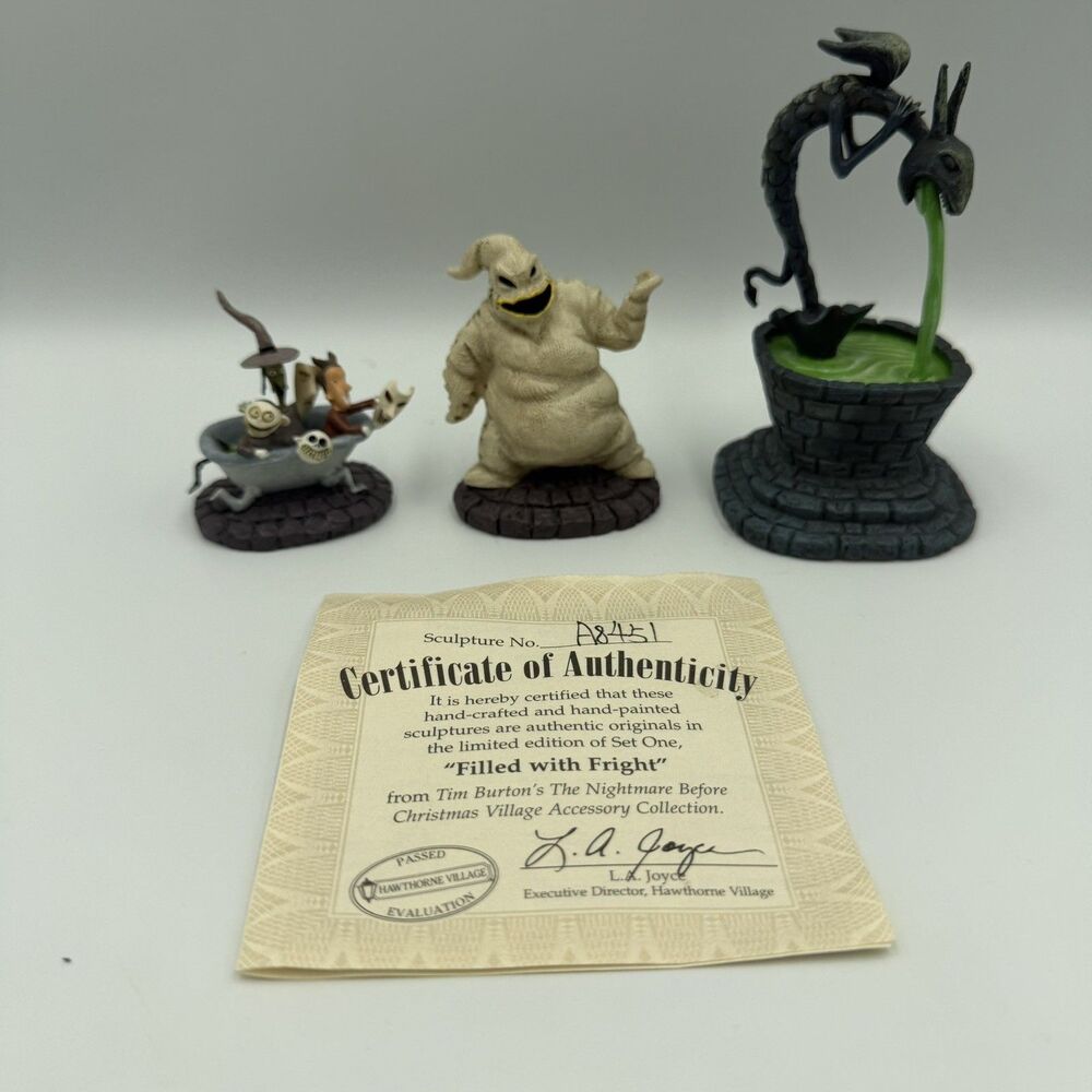 Hawthorne Nightmare Before Christmas “Filled With Fright” Set of 3 With COA